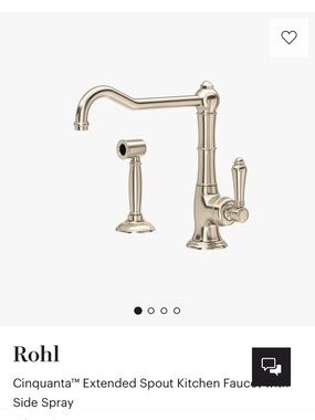 ROHL Cinquanta Single Hole
Column Spout Kitchen Faucet in a Satin Nickel finish